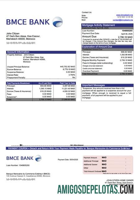 para download Marrocos Banque Marocaine Du Commerce Extérieur (BMCE) Declaração de hipoteca Word e modelo PDF